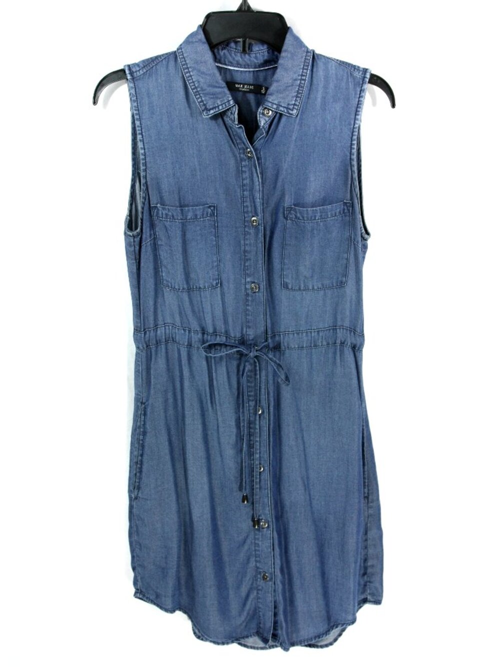 Max Jeans Sleeveless Blue Chambray Collared Shirtdress Casual Dress S Summer